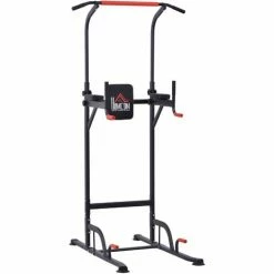 HOMCOM Power Tower Station Pull Up Bar W/Adjustable Height For Home Gym Workout