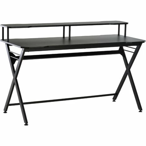 HOMCOM Gaming Computer Desk Writing Table w/ Headphone Hook Curved Front