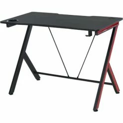 HOMCOM Gaming Computer Desk Writing Table Curved Front W/ Headphone Hook