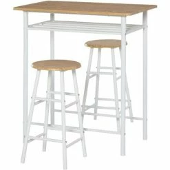 HOMCOM 3-Piece Dining Set With 2 Matching Chairs And 1 Table For Home Bar