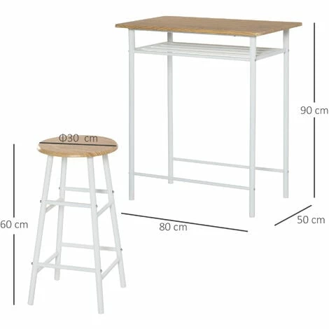 HOMCOM 3-Piece Dining Set with 2 Matching Chairs and 1 Table for Home Bar