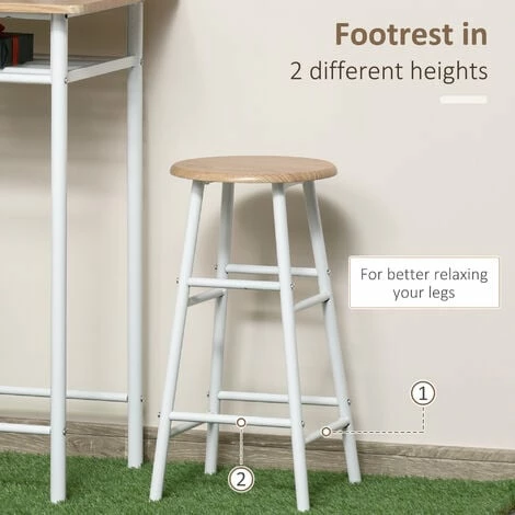 HOMCOM 3-Piece Dining Set with 2 Matching Chairs and 1 Table for Home Bar