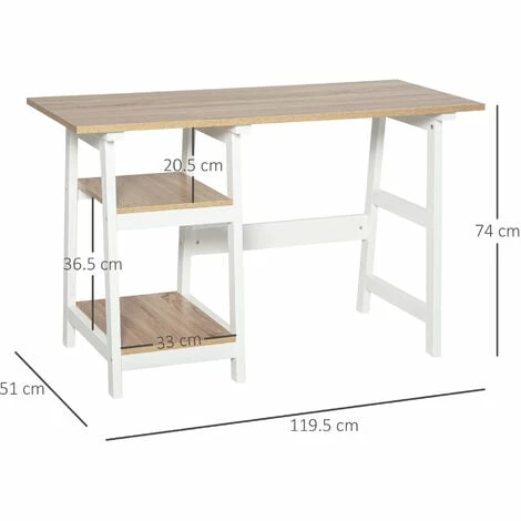 HOMCOM Computer Writing Desk w/ Shelf PC Workstation for Home Office Natural