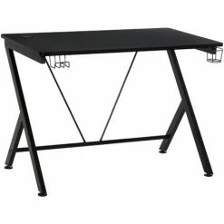 HOMCOM Gaming Desk Computer Table With Cup Holder, Headphone Hook, Cable Hole