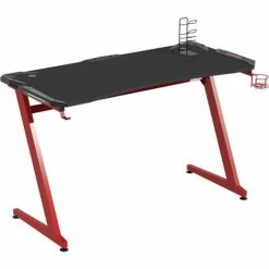 HOMCOM Gaming Desk With Gamepad Holder Cup Holder Headphone Hook Home Office