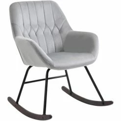 HOMCOM Modern Rocking Armchair With Foam Padding Metal Frame Home Office Grey