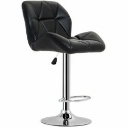 HOMCOM Swivel Bar Stool PU Chair Metal Base Gas Lift Adjustable Height Black