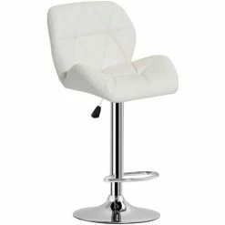 HOMCOM Modern Bar Stool Metal Base PU Kitchen Breakfast Dining Room Chair