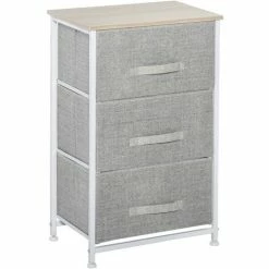 HOMCOM 3-Tier Storage Dresser Tower With Adjustable Feet Steel Frame Home