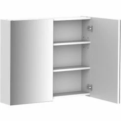 HOMCOM Wall Mounted Bathroom Mirror Storage Cabinet W/ Door Adjustable Shelf