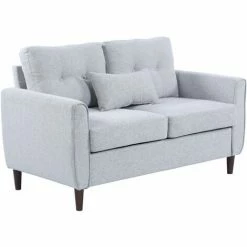 HOMCOM Modern Chic Loveseat With Armrest Spring Padding For Home Office