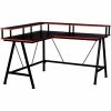 HOMCOM L-Shape Corner Gaming Desk Computer Table W/ Monitor Shelf Black & Red