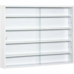 HOMCOM 5-Tier Wall Display Shelf Unit Cabinet W/ Shelves Glass Doors White