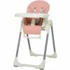HOMCOM Foldable Baby High Chair Toddler Height Back Footrest Adjustable Pink