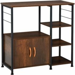 HOMCOM Storage Shelf Side Table Metal Frame End Desk For Living Room, Kitchen