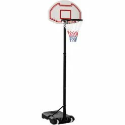 HOMCOM 155-210cm Height Adjustable Basketball Stand Backboard Portable W/ Net