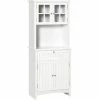HOMCOM Kitchen Storage Cupboard W/ Microwave Drawer For Dining Room, White
