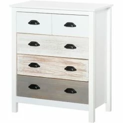 HOMCOM Side Cabinet Home Organizer W/ 5 Storage Drawer Unit Bedroom, Living Room