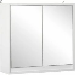 HOMCOM Wall Mounted Mirror Cabinet With Storage Shelf Bathroom Cupboard White