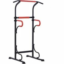 HOMCOM Steel Multi-Use Exercise Power Tower Station Adjustable Height W/ Grips
