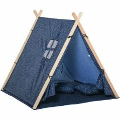 HOMCOM Kids Teepee Play Tent Foldable Playhouse Toy W/ Mat Pillow Carry Bag