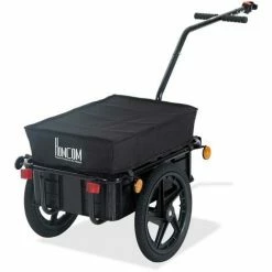 HOMCOM Cargo Trailer Bike Trolley Cart With Handle Removable Rain Cover 70L