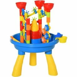HOMCOM Water Table 30 Pcs Waterpark Beach Toy Set Outdoor Sand Activity Playset