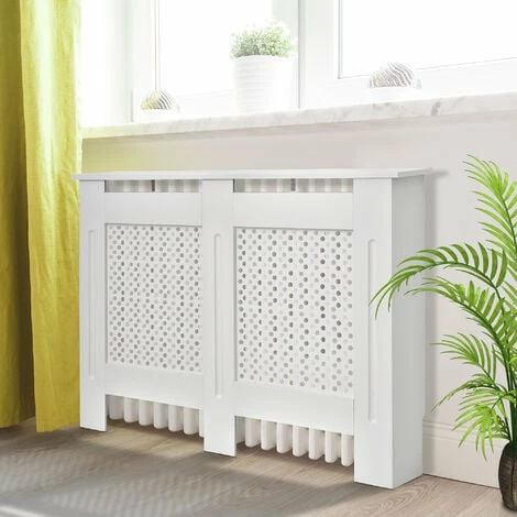 HOMCOM Radiator Cover Heating Solid MDF Cabinet Wood Furniture Modern White