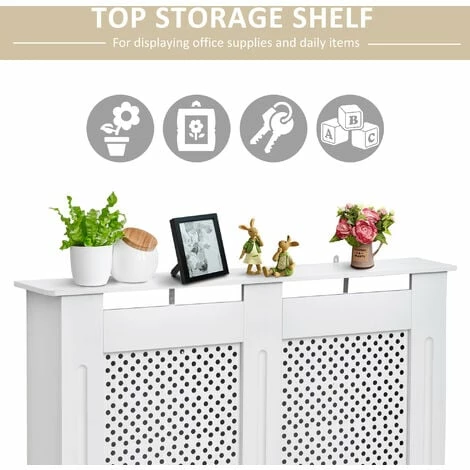 HOMCOM Radiator Cover Heating Solid MDF Cabinet Wood Furniture Modern White
