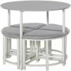 HOMCOM Modern Round Dining Table Set With 4 Upholstered Stools For Dining Room