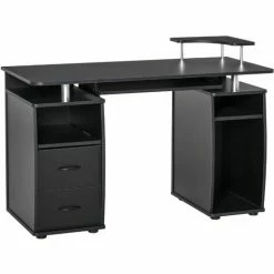 HOMCOM Computer Office Desk Table Workstation W/ Keyboard Tray, Drawer, Black