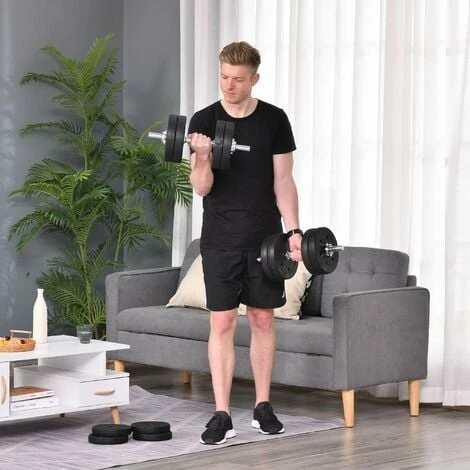 HOMCOM 30KG Adjustable Dumbbells Weight Set Hand Weight for Body Fitness