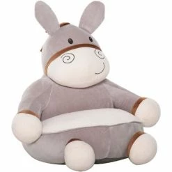 HOMCOM Animal Kids Sofa Chair Cartoon Donkey With Armrest 60 X 55 X 60cm Grey