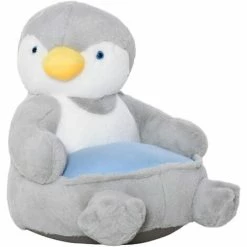 HOMCOM Animal Kids Sofa Chair Cartoon Penguin Plush Armchair 59 X 50 X 59cm Grey