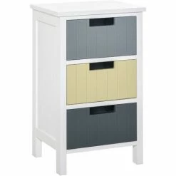 HOMCOM 3 Drawer Colourful Storage Cabinet Tower Dresser Chest Organiser Home