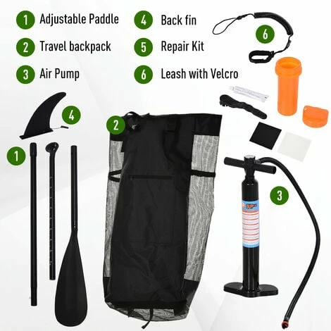 HOMCOM 10ft Inflatable Surfing Board W/ Paddle, Fix Bag, Air Pump, Fin, Backpack