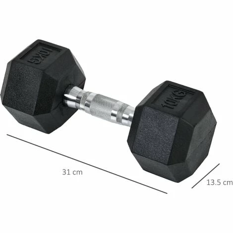 HOMCOM Hexagonal Dumbbells Kit Weight Lifting Exercise for Home Fitness 2x10kg