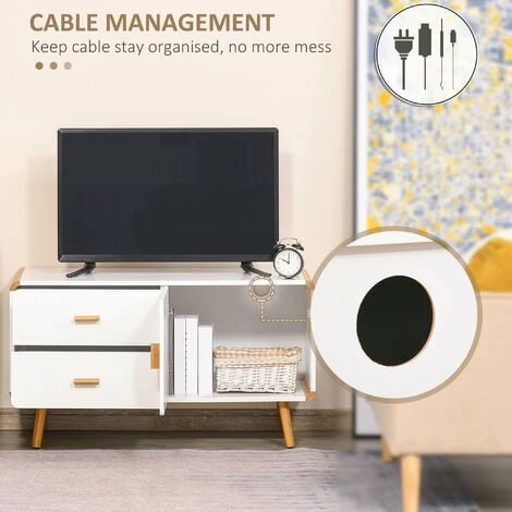 HOMCOM Modern TV Stand W/ Drawers Media Console Table Entertainment Center