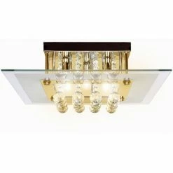 HOMCOM Modern 5-Light Crystal Chandelier Ceiling Light Square Pendant Lamp