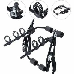 HOMCOM 3 Bike Rear Strap Fixture Carry Rack Car Truck Carrier W/ Fix Strap