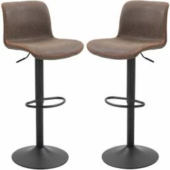 HOMCOM Retro Barstools Set Of 2 PU Leather Adjustable Height Swivel Bar Chairs