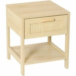 HOMCOM Nightstand Bedside Table End Table Storage Organizer W/ Drawer Shelf