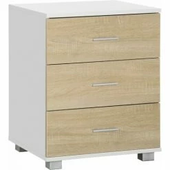 HOMCOM Bedside Table With 3 Drawers, Modern Nightstand, End Table For Bedroom