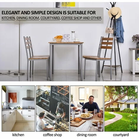 HOMCOM 5 PCs Dining Table Set w/ 4 Chairs Table Compact Dining Furniture Brown