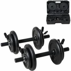 HOMCOM Adjustable Dumbbell Set Lifting Training Home Exercise Strength Black