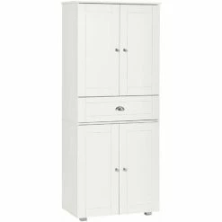 HOMCOM Tall Kitchen Storage Cabinet Cupboard W/ Drawer For Dining Room White