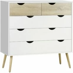 HOMCOM Chest Of Drawers, 5 Drawer Storage Cabinet Unit Bedroom Living Room
