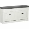 HOMCOM Shoe Storage Bench With Seat Cushion Cabinet Organizer With 2 Drawers