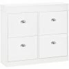 HOMCOM 4 Flip-Drawer Shoe Cabinet Modern Home Tidy Storage Adjustable White