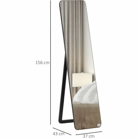 HOMCOM Full Length Mirror Free Standing or Wall Mount Dressing Bedroom Black